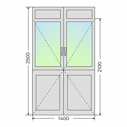 Алюминиевая входная двухстворчатая дверь 1400х2500 - фото - 4