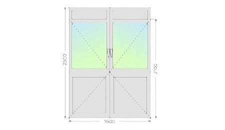 Алюминиевая входная двухстворчатая дверь 1600х2500 - фото - 7